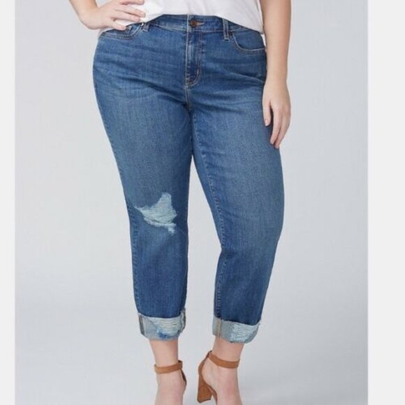 Lane Bryant Denim - Lane Bryant Girlfriend Crop Jeans Med Wash HW9923